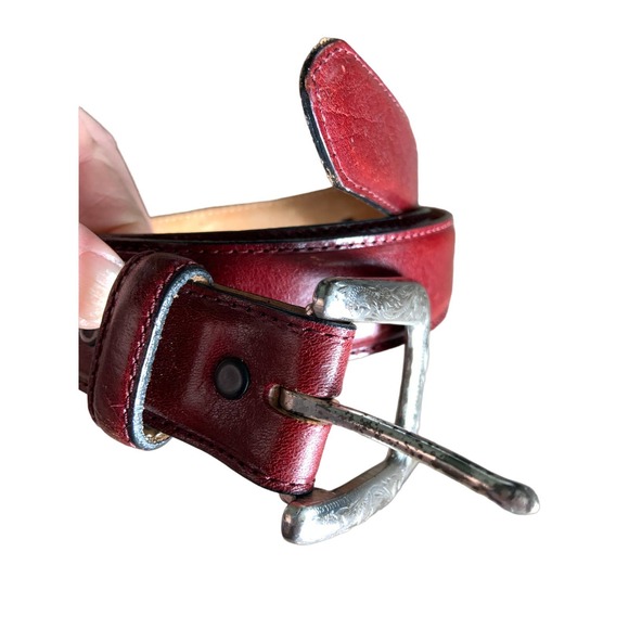 Tony Lama Womens Burgundy Leather Belt 5 Holes Size 36 main image 6